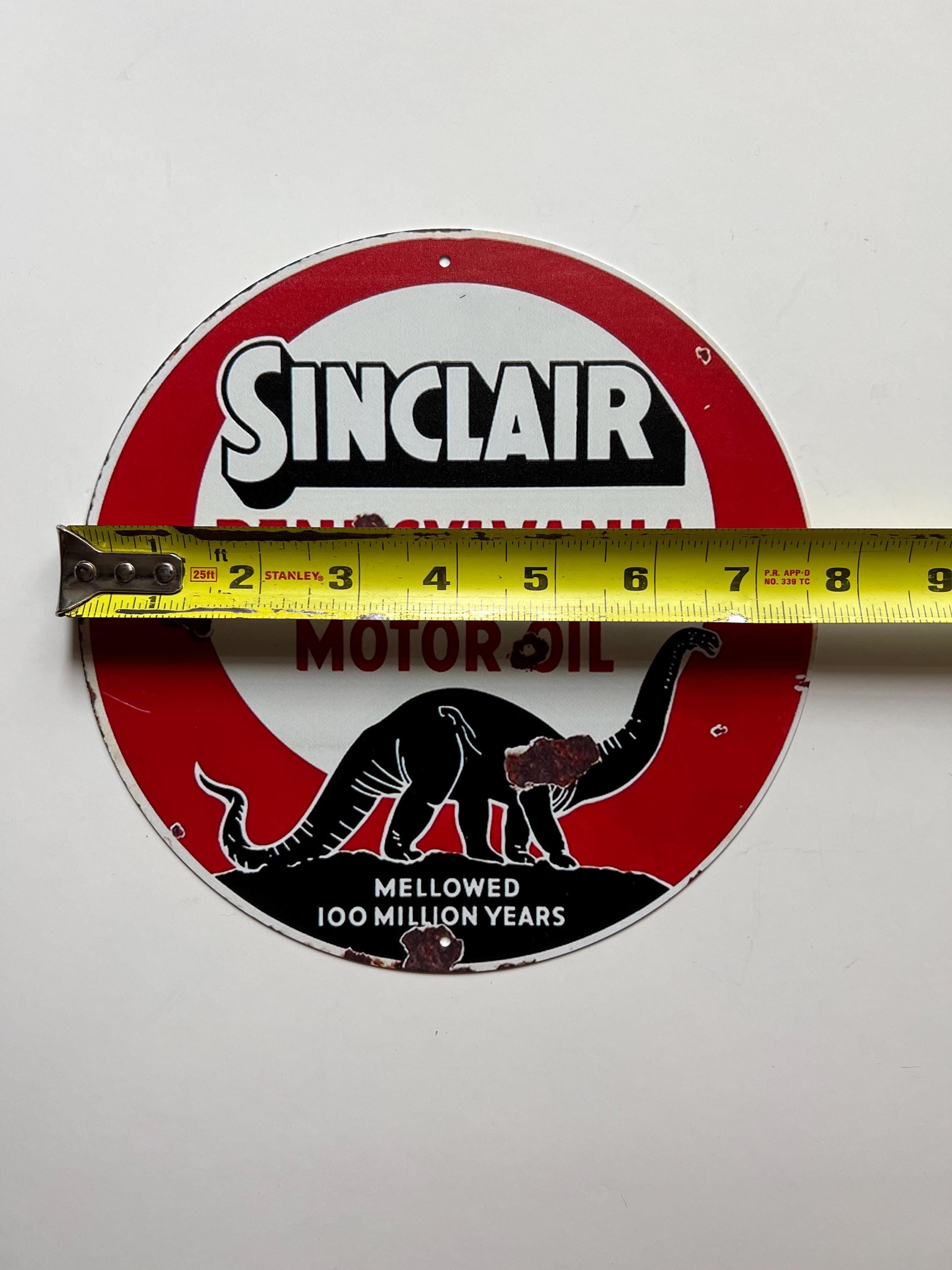 8" Dino Sinclair Gasoline Sign Opaline Motor Oil Gas Station Mancave ...