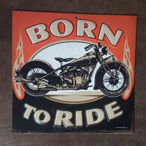 Born to Ride Motorcycle Metal Sign Motor Oil Gas Station Mancave Decor Tin Sign Garage Shop Embossed