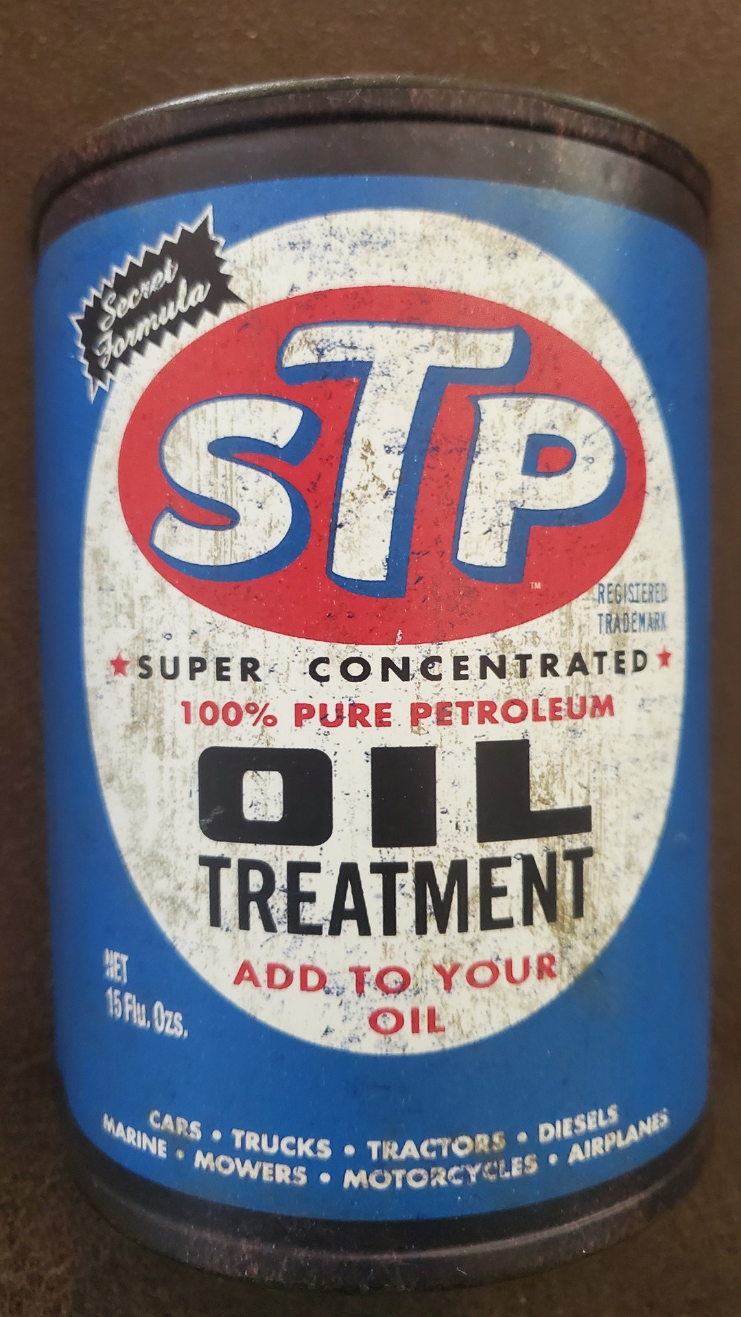 STP Oil Treatment Motor Oil Half Oil Can Metal Wall Decor Mancave