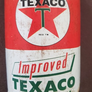 Texaco Half Oil Can Metal Wall Decor Mancave Garage Shop Bar Toolshed