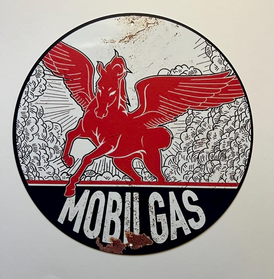 Mobilgas Gasoline 8" Tin Metal Sign Motor Oil Gas Station Mancave Decor ...