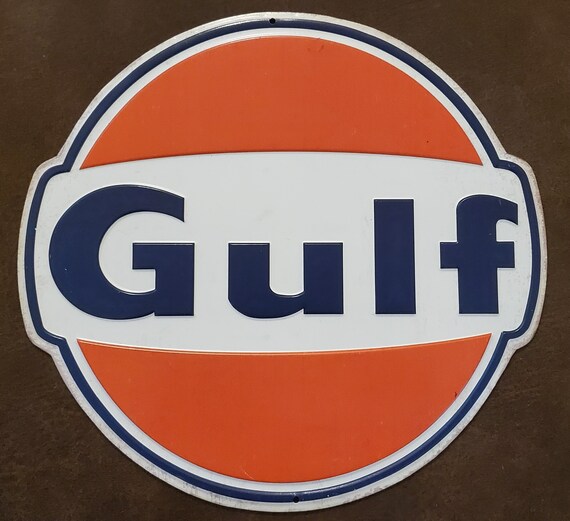 Retro Gas Station Sign Gulf Oil Logo Gasoline Metal Sign Motor Oil Gas ...