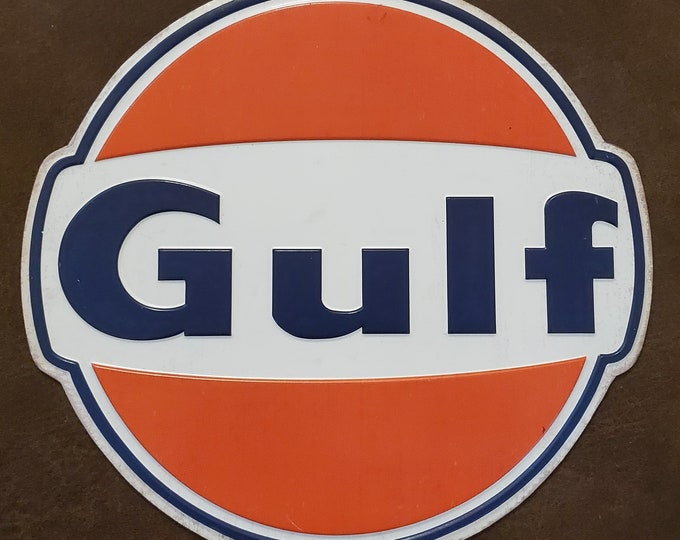 Gulf Oil Logo Gasoline Metal Sign Motor Oil Gas Station Mancave Decor ...