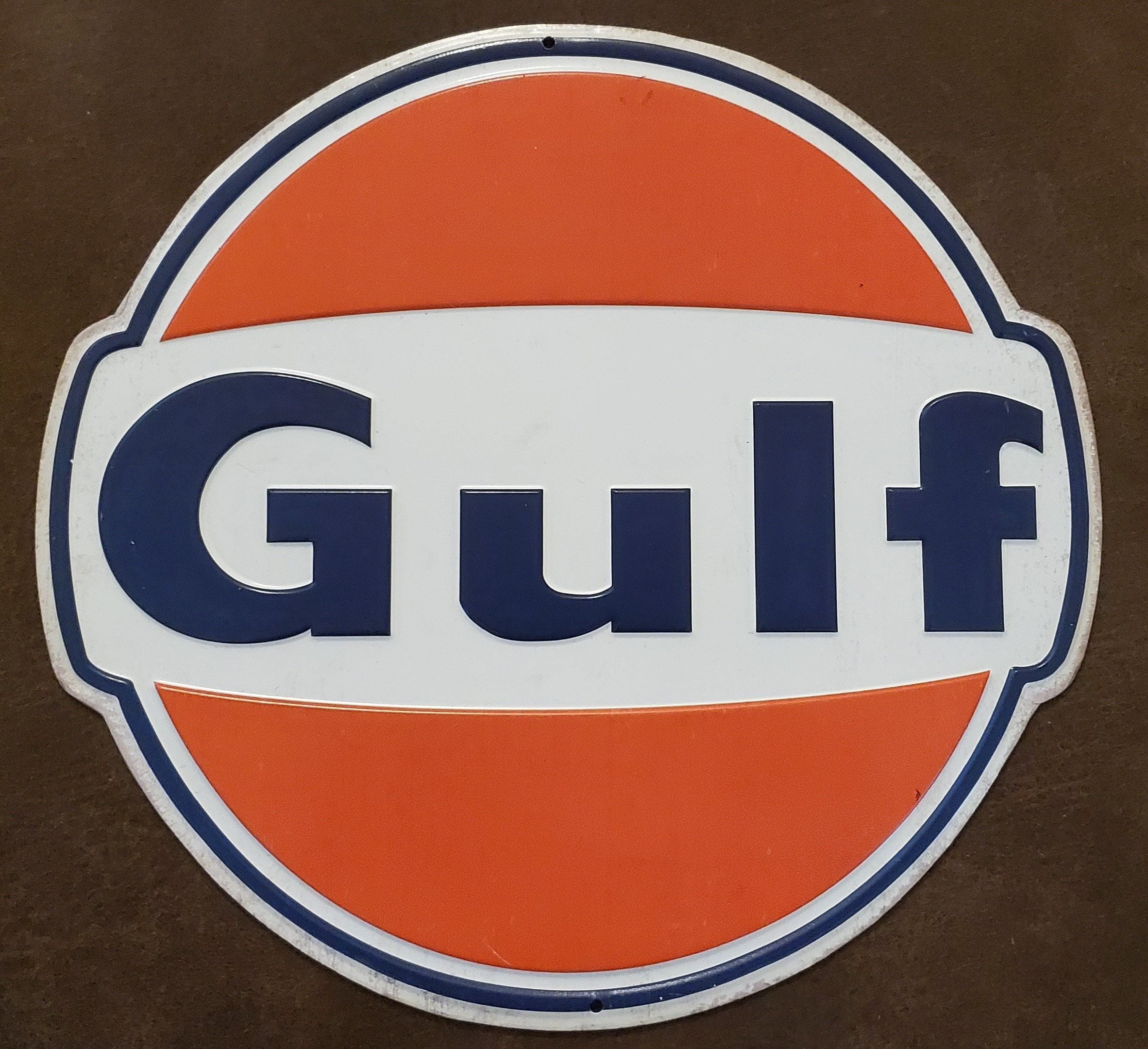 Gulf Oil Logo Gasoline Metal Sign Motor Oil Gas Station Mancave Decor
