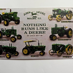 Cartello in metallo con trattore John Deere, decorazione per caverna dell'uomo, regali per garage per uomini, decorazione da parete per garage, cartello con trattore, stile rustico vintage, 11,75"X7,75"