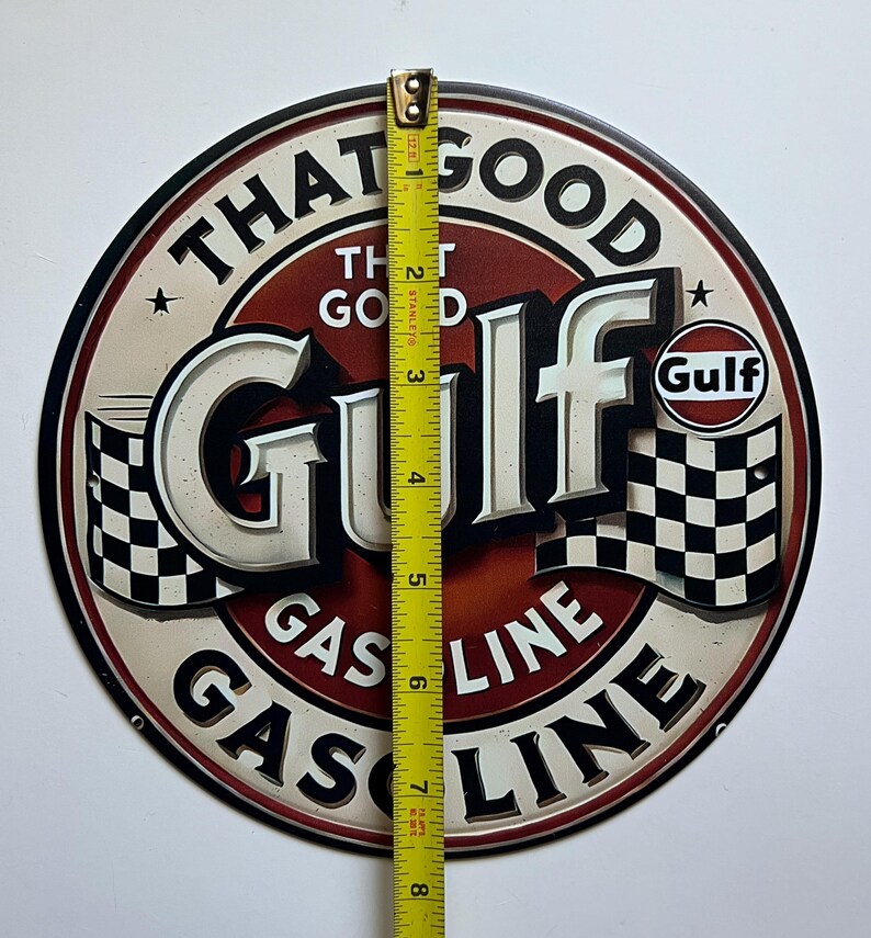 8" Gulf Oil Logo Gasoline Metal Sign Motor Oil Gas Station Mancave ...