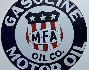 Enseigne ronde en métal rustique MFA, fioul, homme des cavernes, plaque en étain, plaque de garage, cadeaux pour hommes, décoration murale pour garage, plaque de pétrole-gaz de style vintage