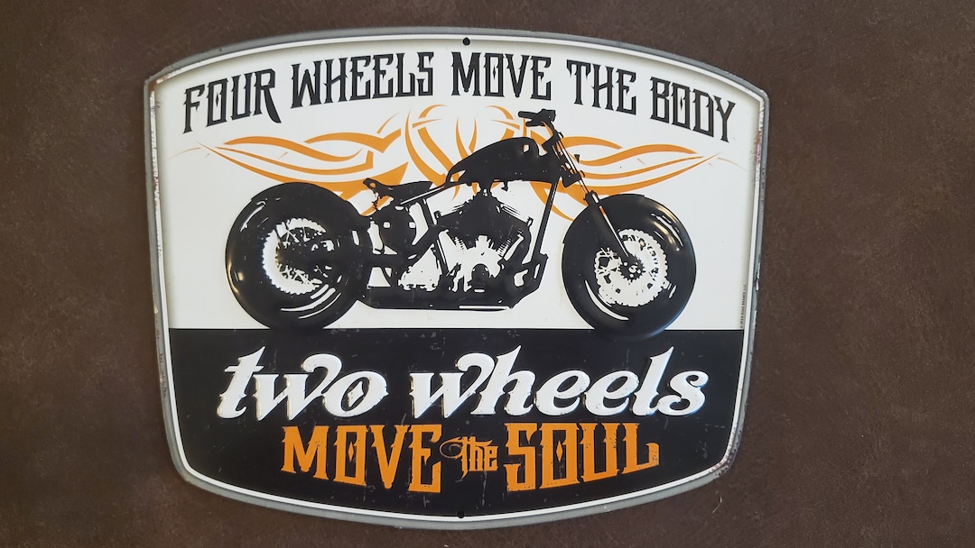 Two Wheels Move the Soul Metal Sign Motor Oil Gas Station Mancave Decor ...