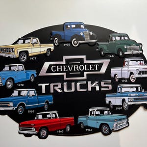 Chevy Truck Sign Chevrolet Truck Signs Motor Oil Gas Station Mancave Decor Tin Sign 17.5&quot; X 12&quot; Rustic Garage Shop Vintage Trucks Wall Decor