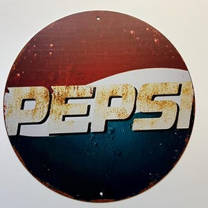 8" Round Pepsi Cola Tin Metal Sign Pepsi Decor Garage Wall Decor for Garage Rustic Vintage Style Sign Soda Pop Gifts for Soda Lovers