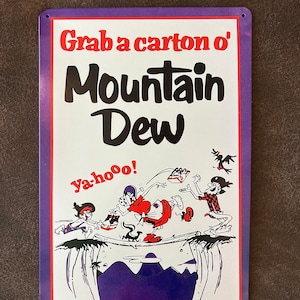 Mountain Dew Tin Metal Sign Man Cave Decor Garage Gifts for Men Soda Pop Wall Decor for Garage Rustic Vintage Style 11.75&quot;X7.75&quot; Rectangle