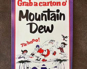 Mountain Dew Tin Metal Sign Man Cave Decor Garage Gifts for Men Soda Pop Wall Decor for Garage Rustic Vintage Style 11.75"X7.75" Rectangle
