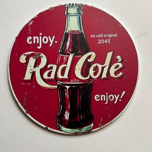 8" Round Rad Cole Soda Tin Metal Sign Pepsi Decor Garage Wall Decor for Garage Rustic Vintage Style Sign Soda Pop Gifts for Soda Lovers