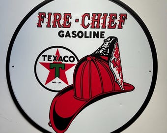 Texaco 11"x7" Rustic Round Metal Sign Man Cave Tin Sign Garage Sign ...
