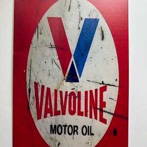 Valvoline Motor Oil Gas Metal Sign Mancave Garage Shop Vintage Style Metal Wall Decor 11.75&quot;x7.75&quot; Blue Red Decor Boys Room Gifts for Dad