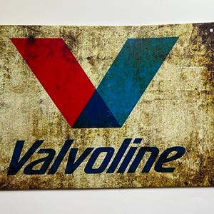Valvoline Motor Oil Gas Metal Sign Mancave Garage Shop Vintage Style Metal Wall Decor 11.75&quot;x7.75&quot; Blue Red Decor Boys Room Gifts for Dad