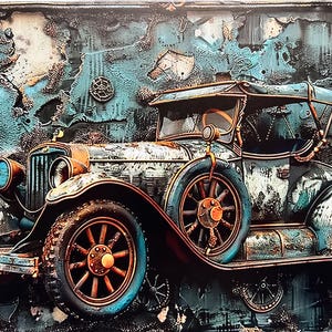 Cartello in metallo per auto d'epoca, decorazione da garage, regali per uomini, decorazione da parete per garage, cartello per auto arrugginita, stile rustico vintage, 11,75"X7,75"