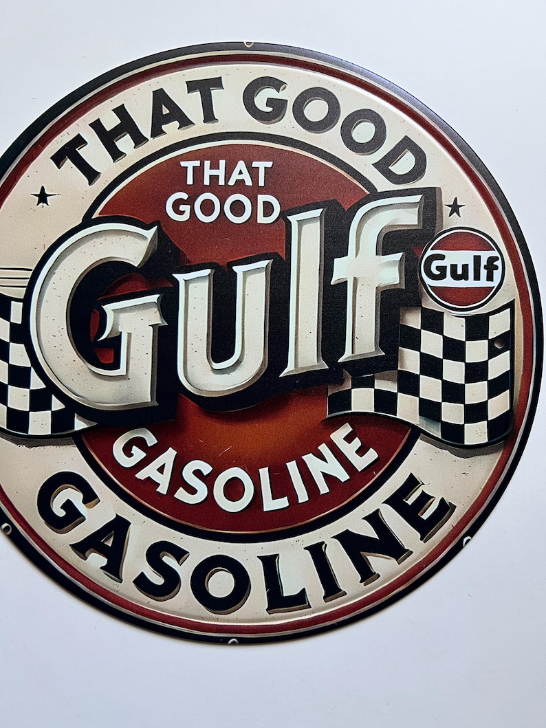 8" Gulf Oil Logo Gasoline Metal Sign Motor Oil Gas Station Mancave ...