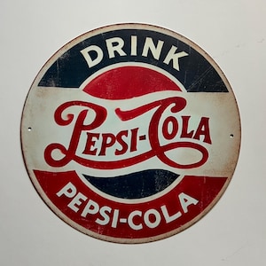 8" Round Pepsi Cola Tin Metal Sign Pepsi Decor Garage Wall Decor for Garage Rustic Vintage Style Sign Soda Pop Gifts for Soda Lovers