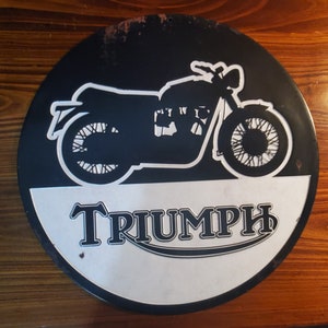 Triumph Motorcycle Metal Sign Motor Oil Gas Station Mancave Decor Tin Sign Garage Shop