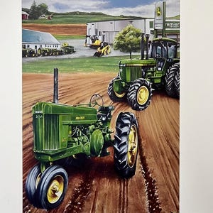 Green Tractor Poster Tin Metal Sign Farm Art Wall Decor for Farmhouse Garage Rustic Vintage Style 12&quot;x8&quot; Kitchen Art Gifts for Dad Garden