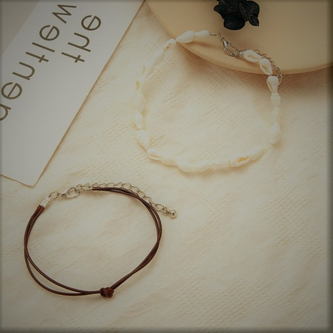 Conch Rope Beach Style Anklet Vintage Braided Leather Rope Conch - Etsy