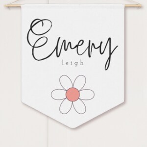 Name Pennant Custom Pennant Flag Name Flag Pennant Banner Name Pennant Flag Custom Baby Gift Newborn Name Sign Daisy Nursery Decor Flag