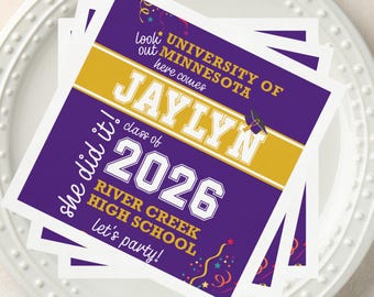 Servilletas personalizadas para graduación, servilletas para fiesta de la promoción de 2026, decoración para fiesta de graduación, toallas de invitados para la graduación de la promoción de 2026, 50 unidades por paquete.