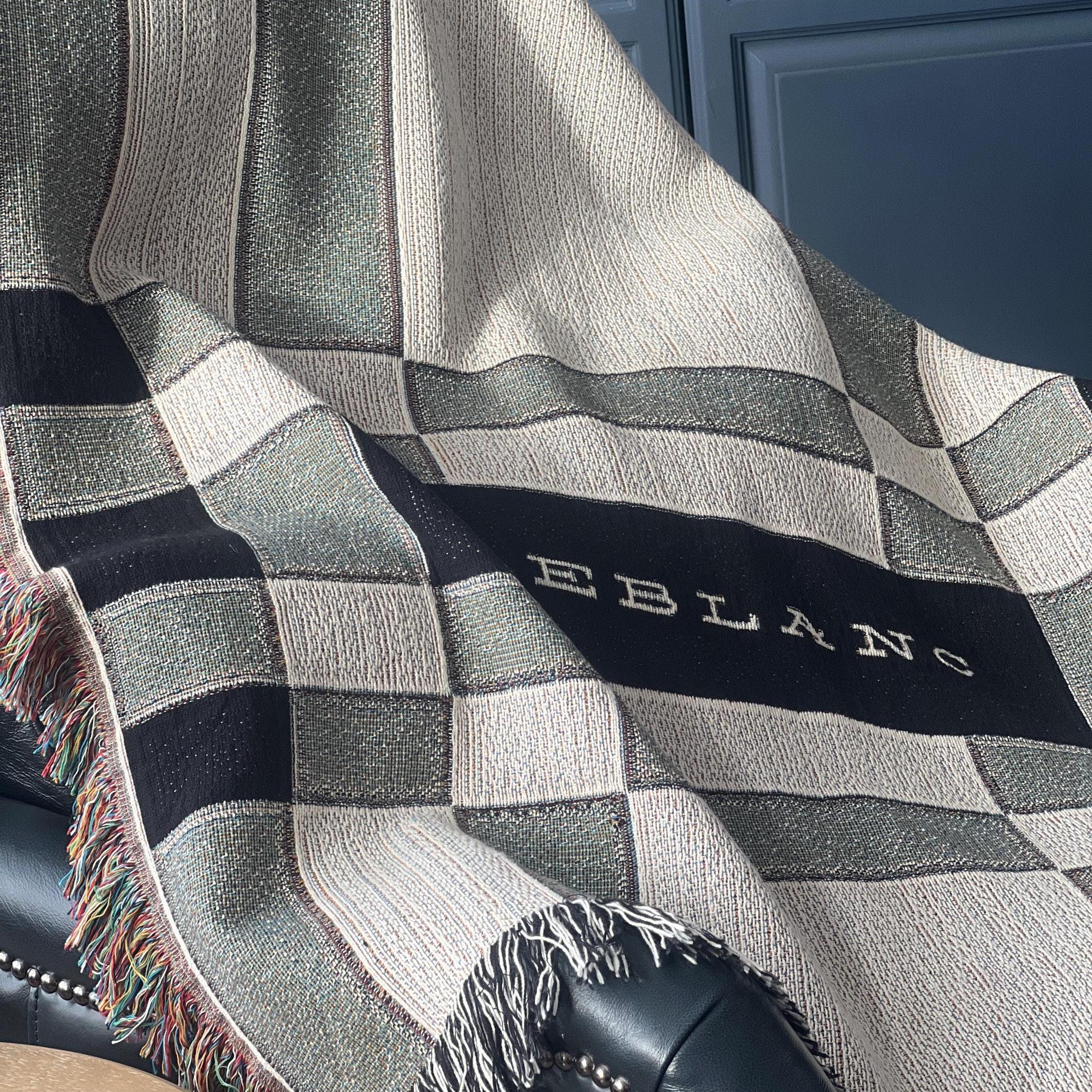 Personalized Woven Cotton Throw Blanket with Fringe Boho Stripe Design Custom Name Gift for Wedding, Anniversary, Housewarming, Family Gift