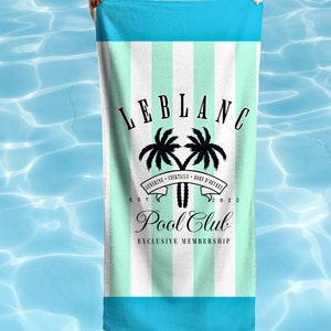 Personalized Beach Towel Seersucker Name Bath Towel Custom Pool Towel Beach Towel With Name Pool Owner Gift Custom Cabana Stripe Pool Gift