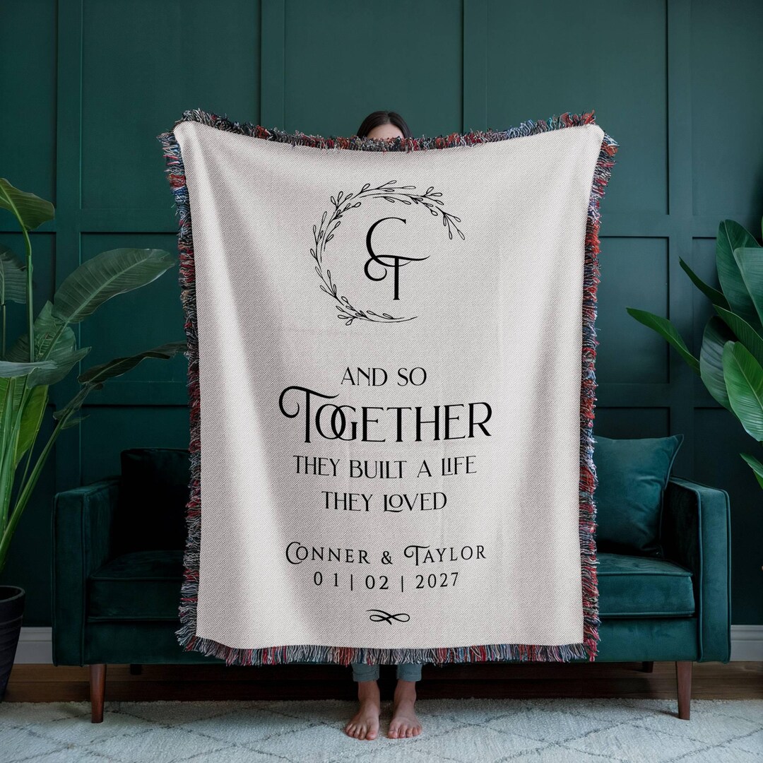 Personalized Anniversary Blanket With Names, Wedding Present Bridal ...