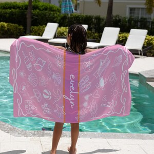 Personalized Pool Towel with Name, Custom Beach Blanket for Kids & Adults, Summer Vacation Gift, Soft, Absorbent, Quick-Drying Beach Towel