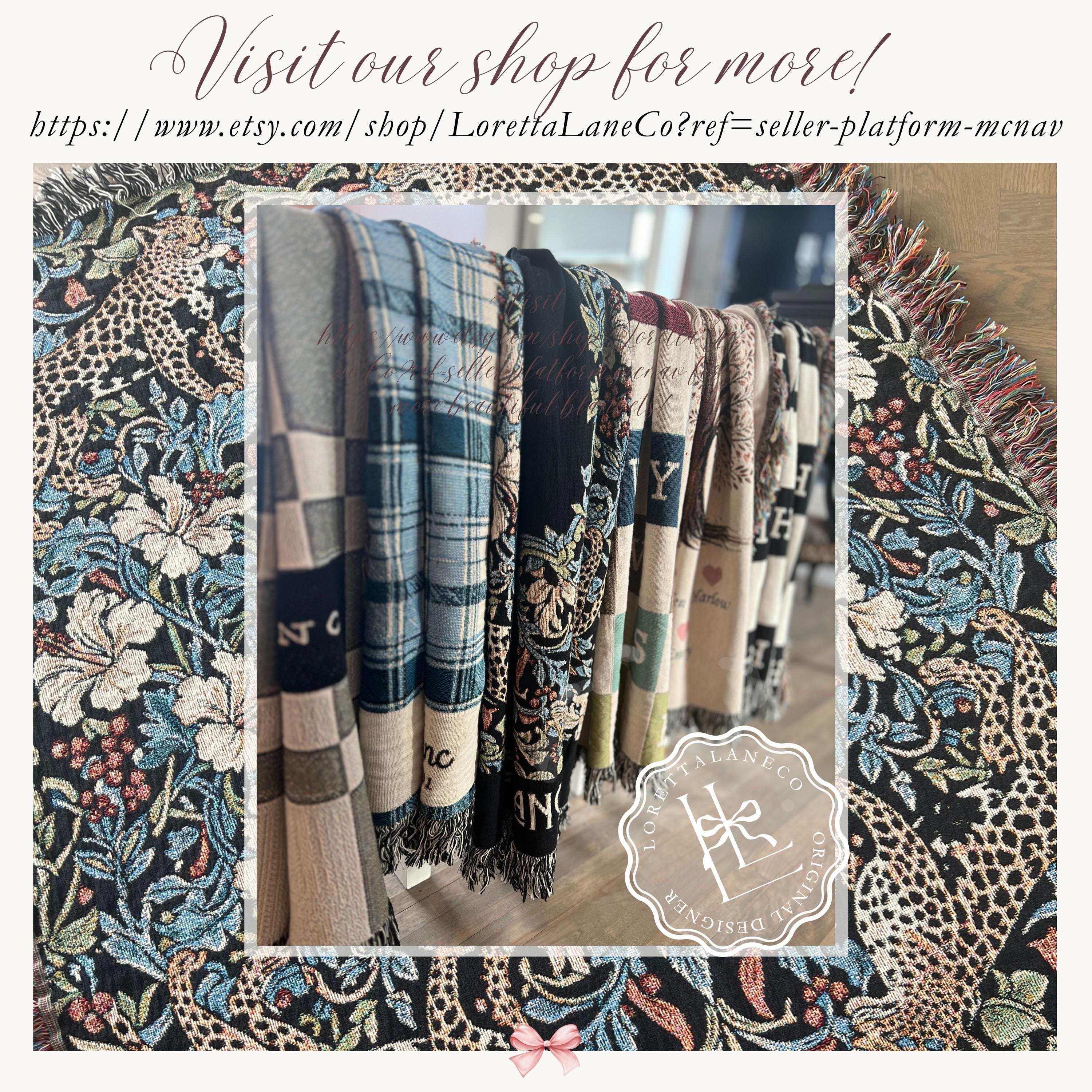 Personalized Woven Cotton Throw Blanket, Glen Plaid Monogram Blanket, Custom Name Gift for Wedding, Anniversary, Housewarming, Family Gift