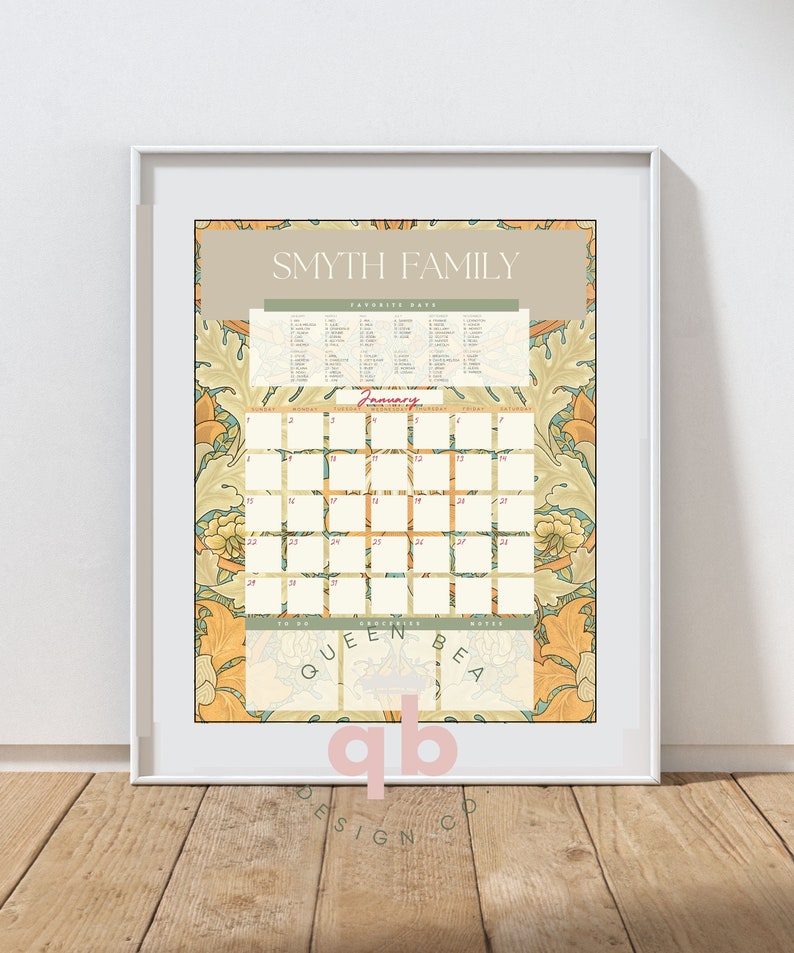 Printable Perpetual Calendar Instant Download Personalizable - Etsy