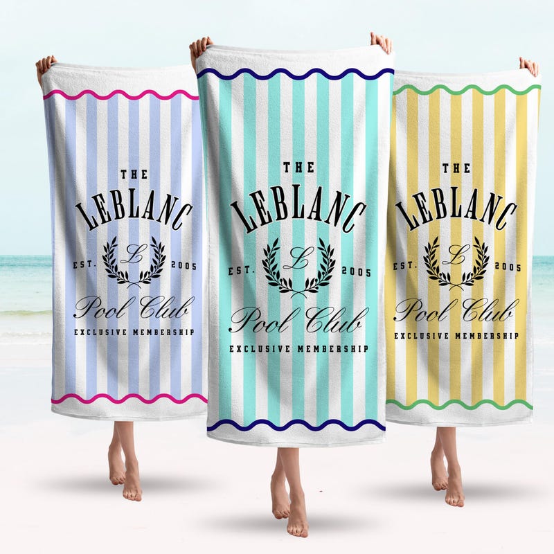 🌊Free Personalization🌊 Pool Towels Custom Pool Towels, Personalized Beach Towels, Summer Towel, Gift For Pool Owner Cabana Stripe, Custom Pool Towels For Beach House