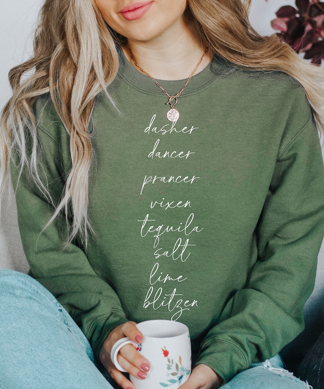 Reindeer Names Tequila Shirt Aesthetic Crewneck Christmas - Etsy