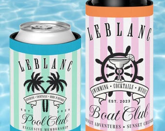 Personalisierter Dosenkühler Individuelles Pool Geschenk Getränke Isolator Bier Hugger Cabana Pool Party Favor Coozie Geschenk für Bootskabine Pool Besitzer