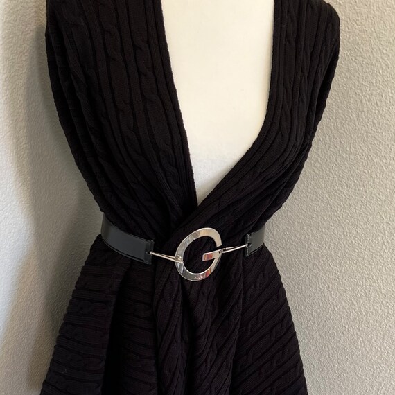 Vintage 1990 cable knit body wrap poncho Sideffec… - image 5