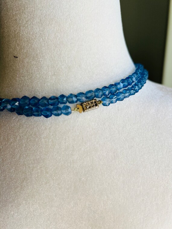 vintage costume light blue glass beads extra long… - image 4