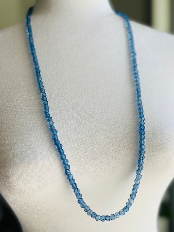 vintage costume light blue glass beads extra long… - image 3