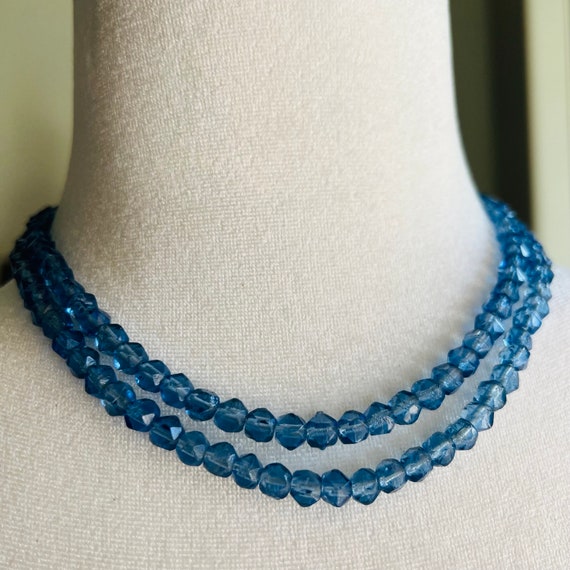 vintage costume light blue glass beads extra long… - image 2