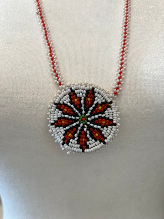 Vintage Red Native American Medallion Necklace