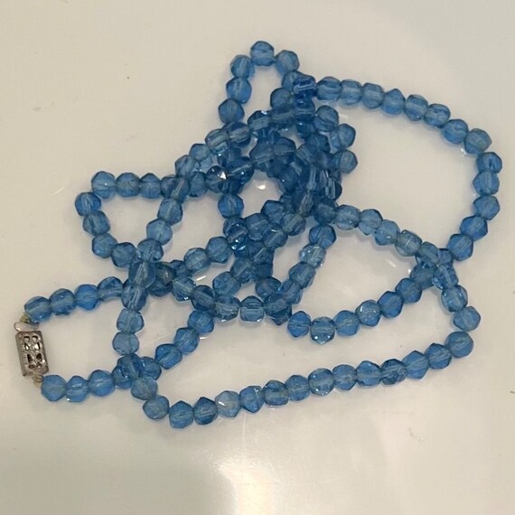 vintage costume light blue glass beads extra long… - image 5