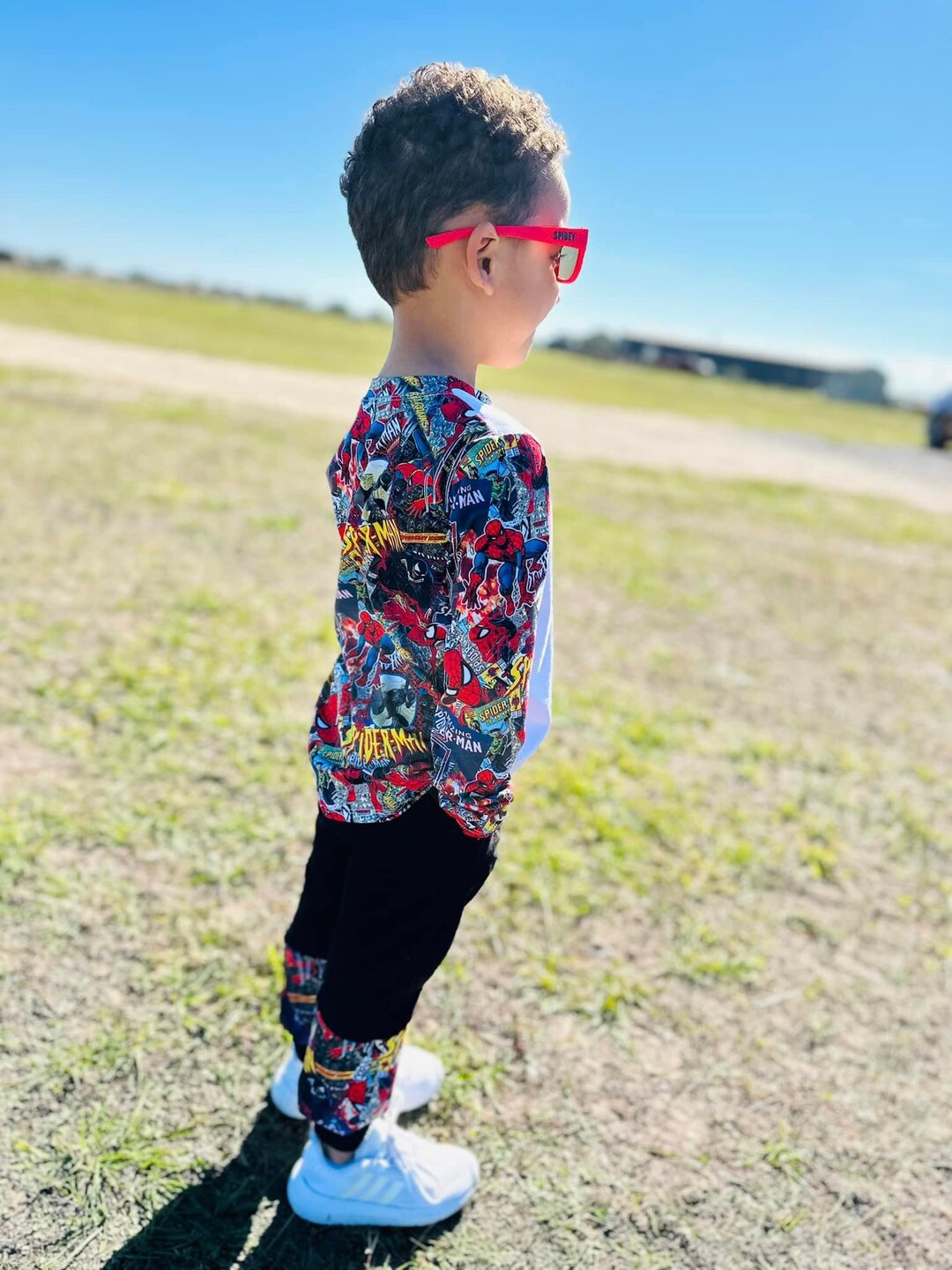 Handmade Comic Birthday Joggers Vintage Blue Sweatpants Cartoon Kids