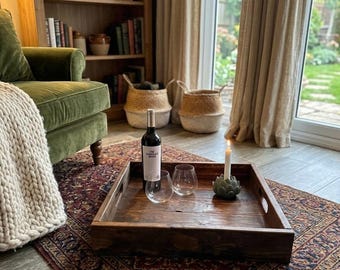 Handcrafted Large Wooden Ottoman Tray