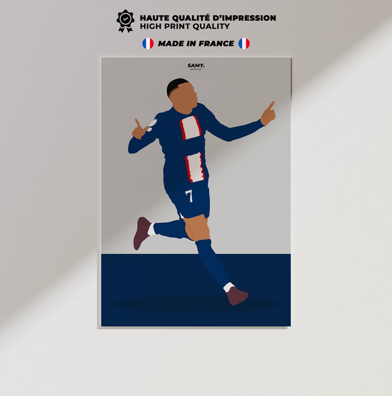 Kylian Mbappe PSG Football Poster Print on Demand Wall Art Etsy