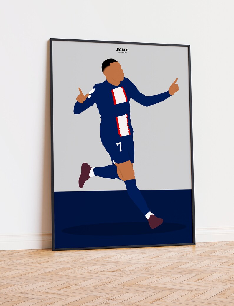 Kylian Mbappe PSG Football Poster Print on Demand Wall Art Etsy