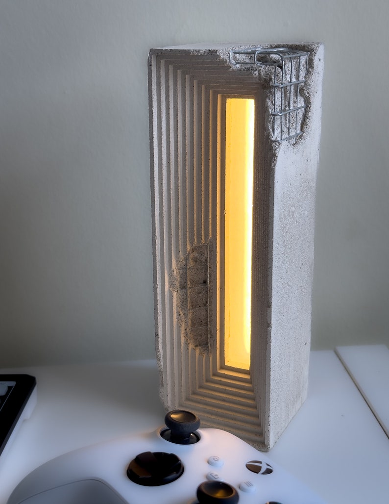 Industrial Table Lamp / Concrete Desk Light / Unique Home Decor / Rustic Lighting / Modern Loft Decor / Luxury Gift For Him / Cement Decor image 6