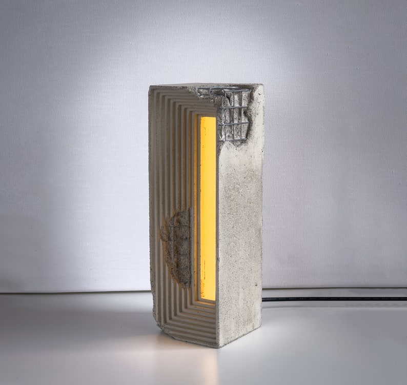 Industrial Table Lamp / Concrete Desk Light / Unique Home Decor / Rustic Lighting / Modern Loft Decor / Luxury Gift For Him / Cement Decor image 1