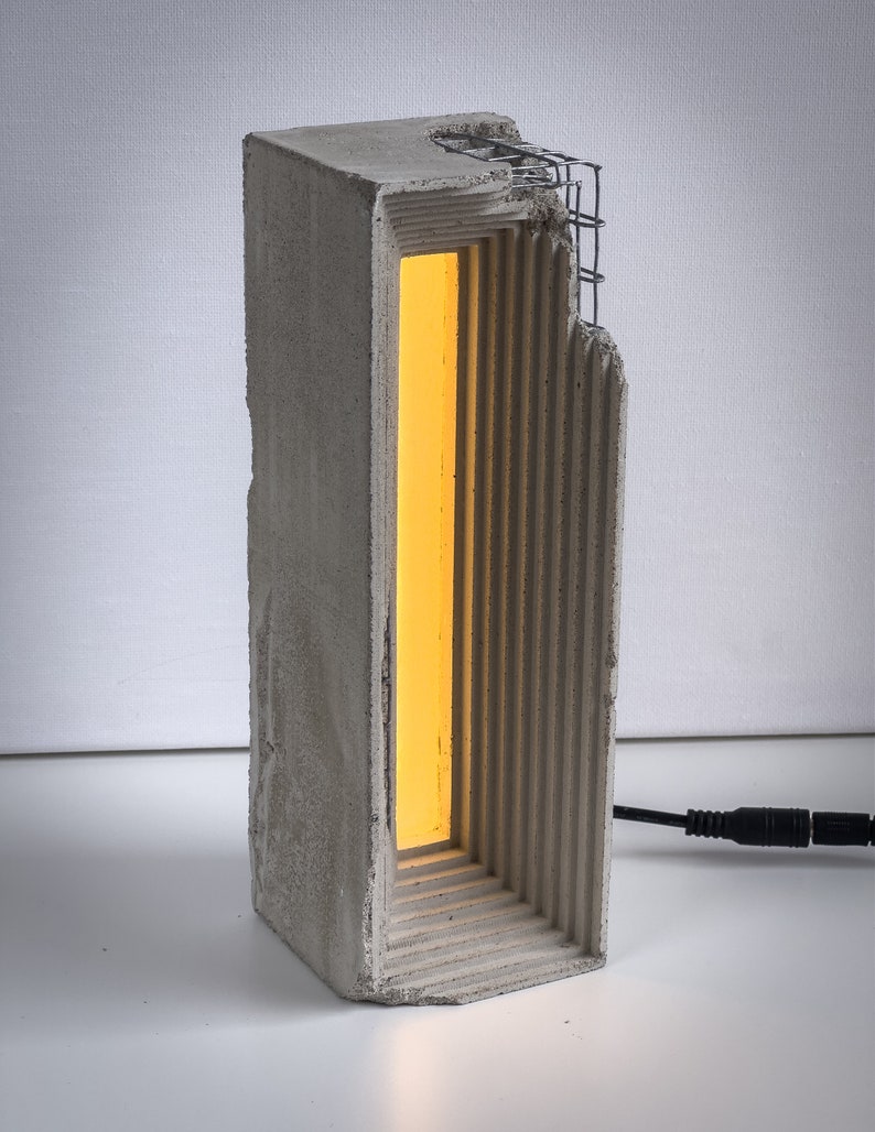 Industrial Table Lamp / Concrete Desk Light / Unique Home Decor / Rustic Lighting / Modern Loft Decor / Luxury Gift For Him / Cement Decor image 3